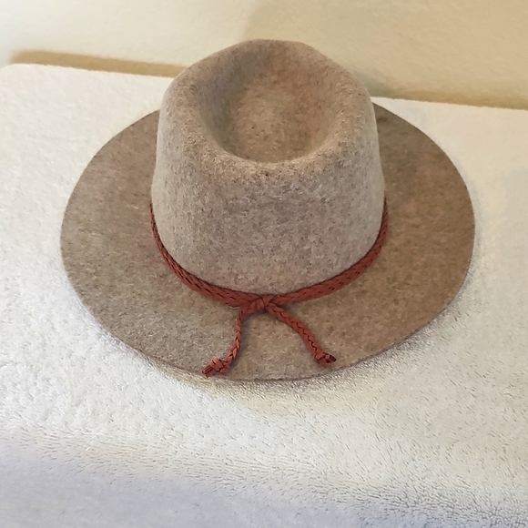 NWT Treasure & Bond Double -Braid Wool Felt Fedora Adjustable Hat Beige One Size - Picture 8 of 14